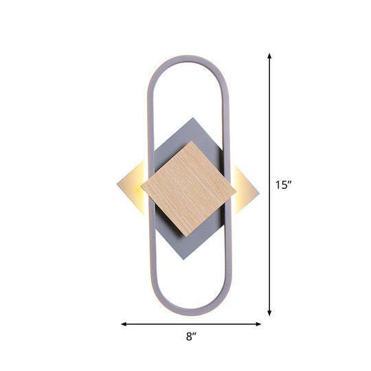 Nordic Iron 2-Layer Sconce Light With Led Wall Mount - Round/Square Design Elliptical Frame