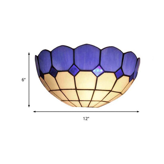 Tiffany Style 2-Light Art Glass Wall Sconce - Light Blue/Dark Blue Bedroom Lighting