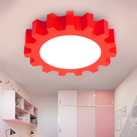 Cartoon Led Ceiling Light For Kindergarten: Metal Gear Mount