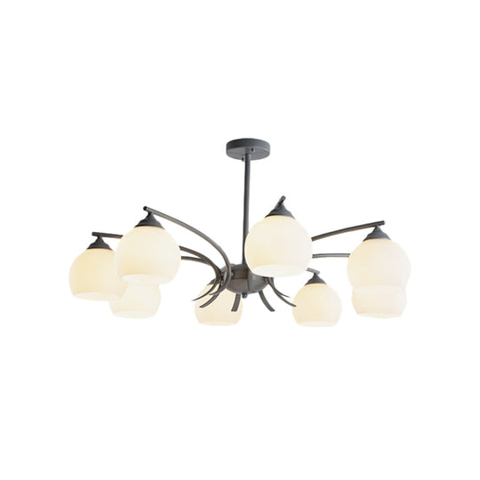 Grace - Opal Sphere Shade Living Room Chandelier Glass 6/8 Lights Macaron Stylish