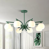 Stylish Opal Glass Living Room Chandelier - Sphere Shade 6/8 Lights Macaron-Inspired