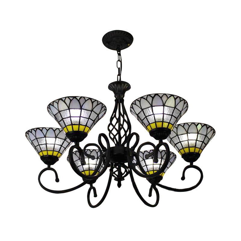 Clear Bell Chandelier With 6 Lights For Retro Loft Living Rooms