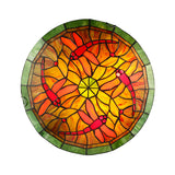 Dragonfly/Floral Stained Glass Flushmount Ceiling Light In Yellow - 3 Bulb Ideal For Living Room