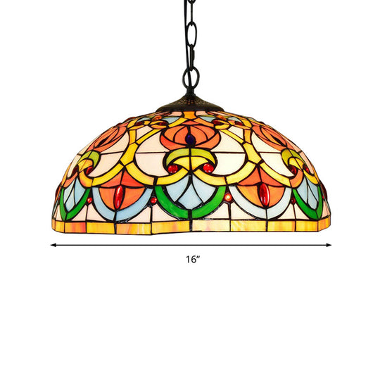 Black Stained Glass Bowl Pendant Light – Tiffany Style Living Room