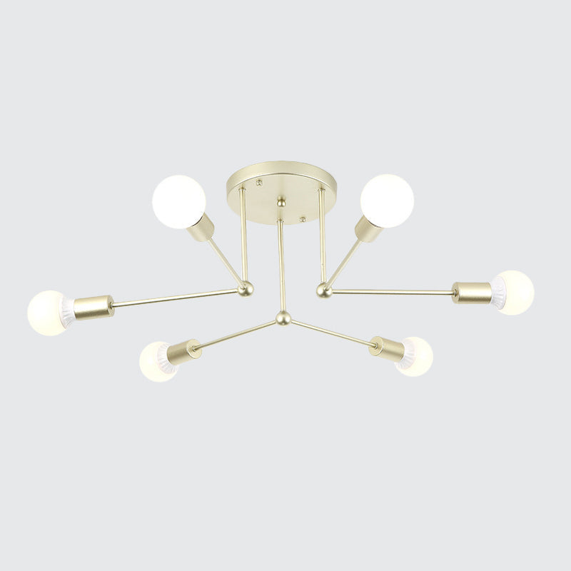 Contemporary Metal Linear Semi-Flush Ceiling Light Ideal For Kids Bedroom And Living Room