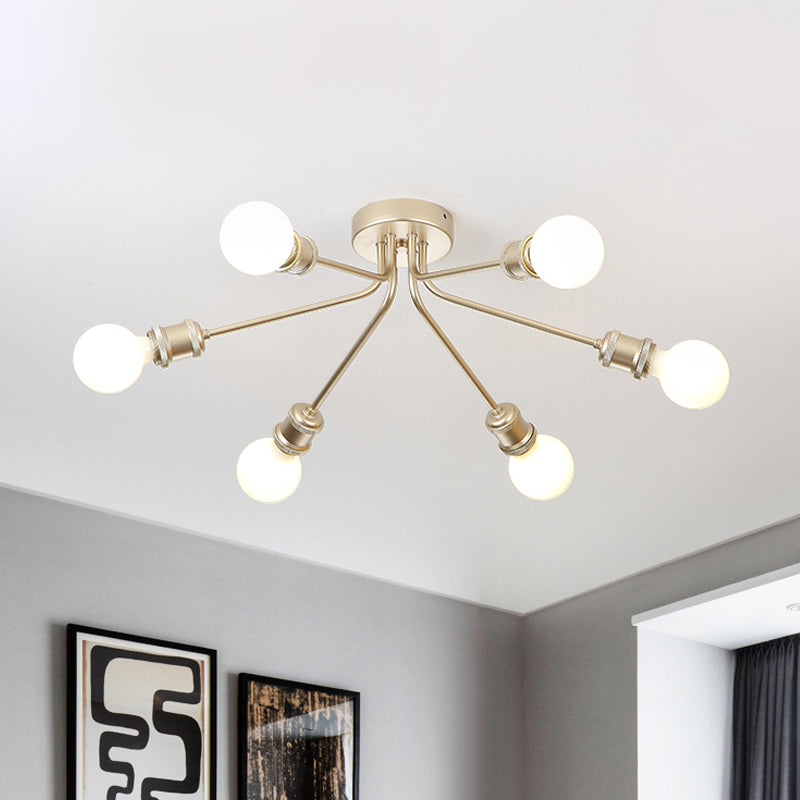 Sleek Linear Metallic Ceiling Lamp: Beautiful Semi-Flush Light For Kid’s Bedroom 6 / Gold