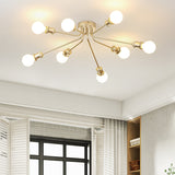 Sleek Linear Metallic Ceiling Lamp: Beautiful Semi-Flush Light For Kids Bedroom
