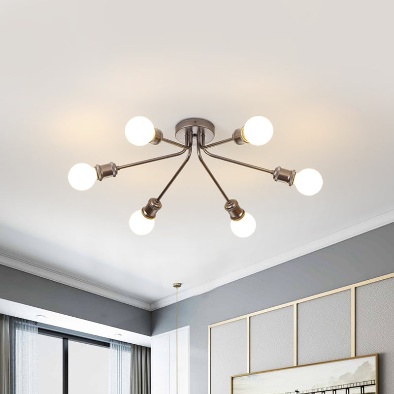 Sleek Linear Metallic Ceiling Lamp: Beautiful Semi-Flush Light For Kid’s Bedroom