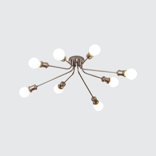 Sleek Linear Metallic Ceiling Lamp: Beautiful Semi-Flush Light For Kid’s Bedroom