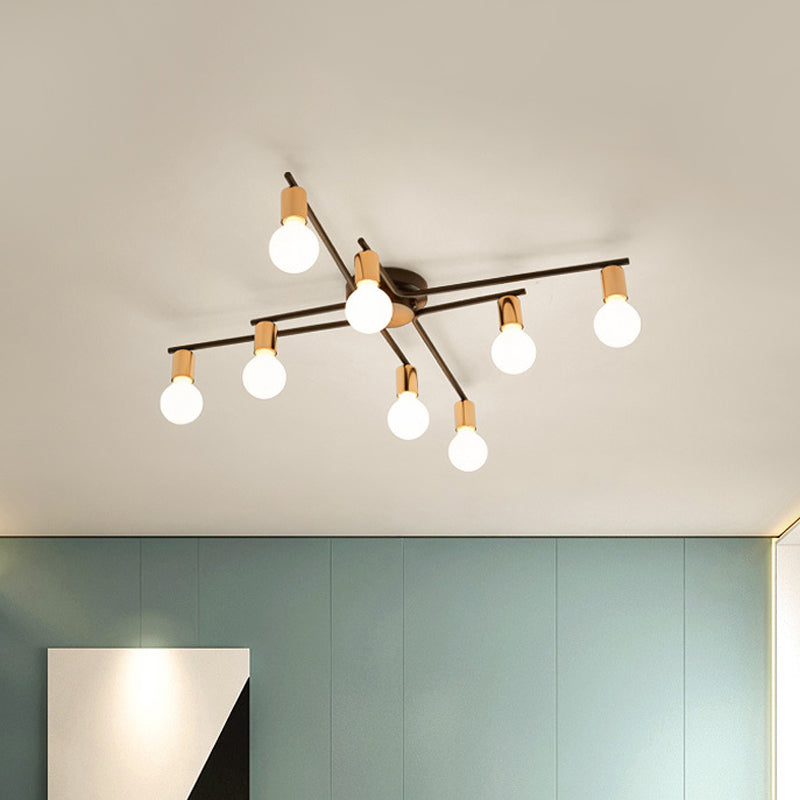 Metal Flush Mount Ceiling Lamp For Adult Bedroom & Living Room - Long Arm Design Romantic Lighting