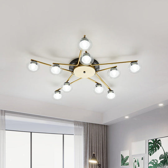Sleek Metal Semi Flush Mount Ceiling Lamp With Multi - Head And Oval Shade - Stylish Lighting For