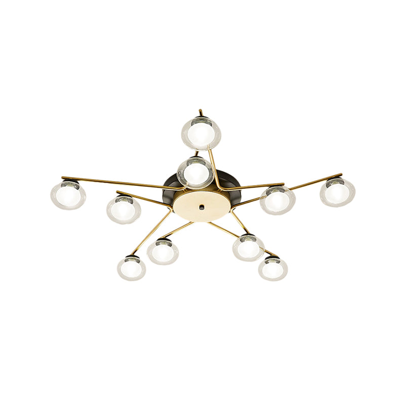 Sleek Metal Semi Flush Mount Ceiling Lamp With Multi - Head And Oval Shade - Stylish Lighting For