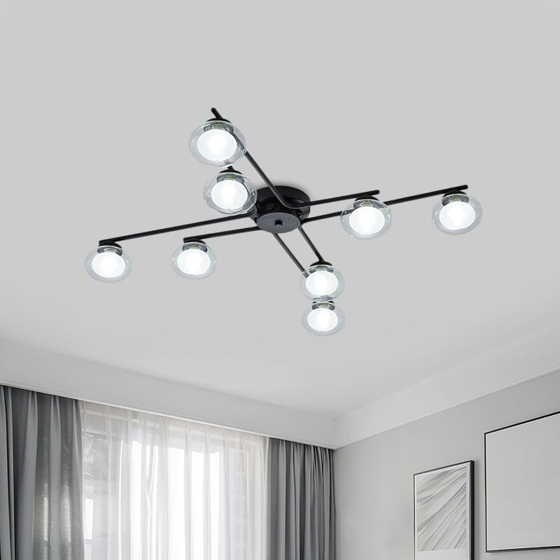 Sleek Metal Semi Flush Mount Ceiling Lamp With Multi - Head And Oval Shade - Stylish Lighting For