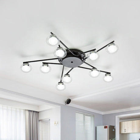 Sleek Metal Semi Flush Mount Ceiling Lamp With Multi-Head And Oval Shade - Stylish Lighting For