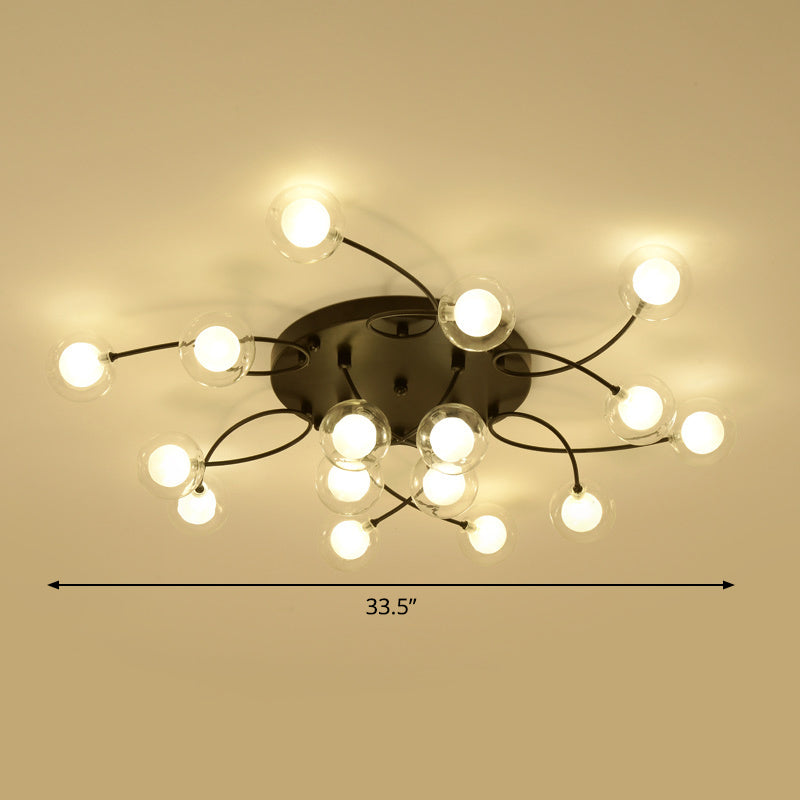 Romantic Twist Arm Black Ceiling Light: Multi - Head Semi Flushmount For Living Room