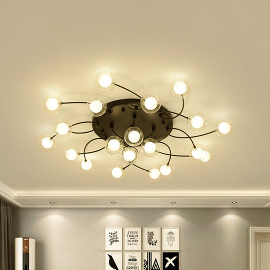 Romantic Twist Arm Black Ceiling Light: Multi - Head Semi Flushmount For Living Room