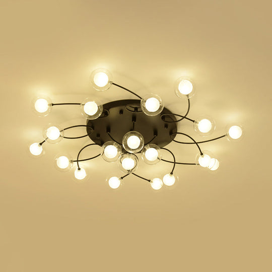 Romantic Twist Arm Black Ceiling Light: Multi - Head Semi Flushmount For Living Room