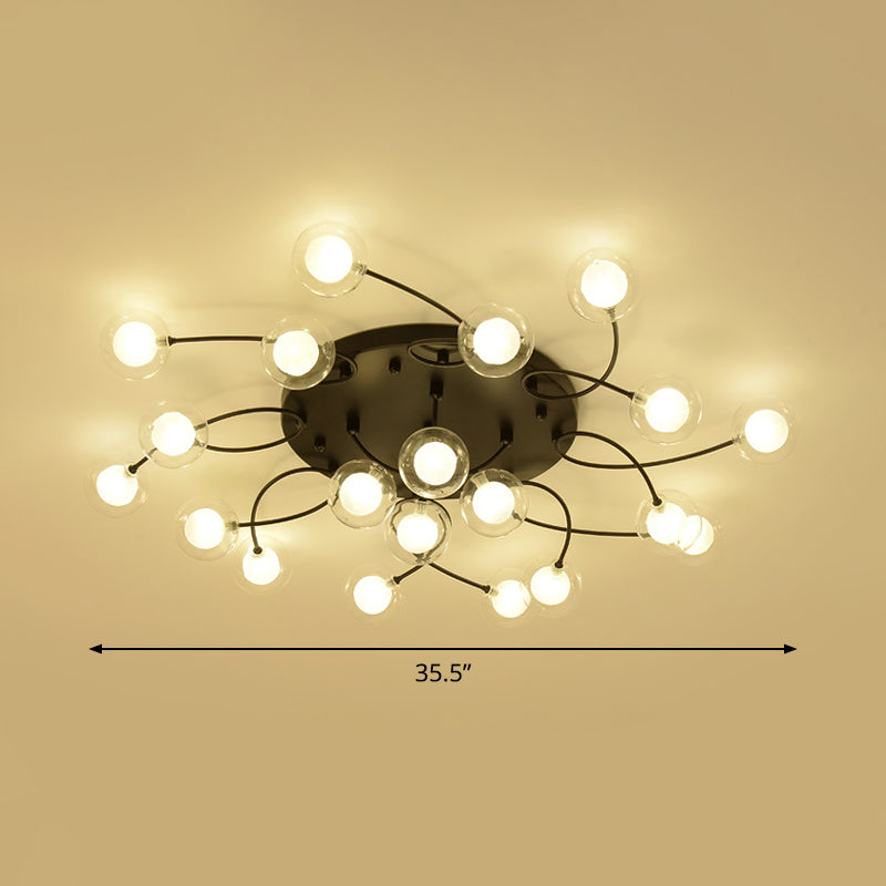 Romantic Twist Arm Black Ceiling Light: Multi - Head Semi Flushmount For Living Room