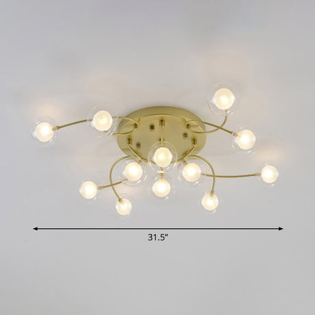 Gold Romantic Metallic Ceiling Light For Living Room Villa - Multi-Head Semi Flush Mount