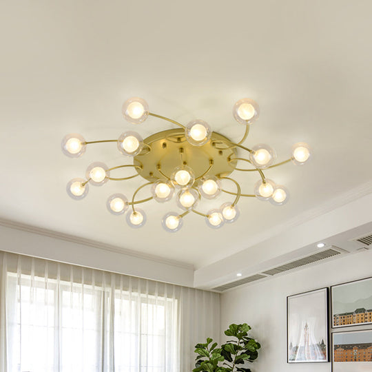 Gold Romantic Metallic Ceiling Light For Living Room Villa - Multi - Head Semi Flush Mount