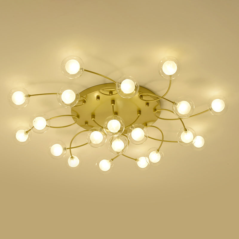 Gold Romantic Metallic Ceiling Light For Living Room Villa - Multi - Head Semi Flush Mount