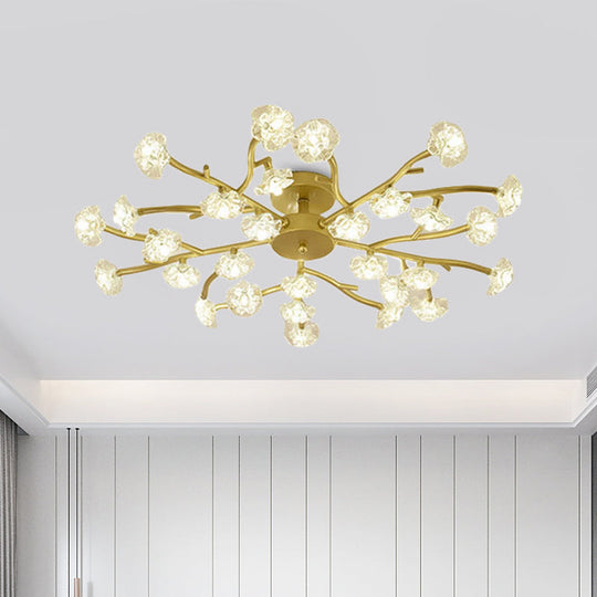 Contemporary Gold Metallic Blossom Branch Ceiling Lamp For Dining Room