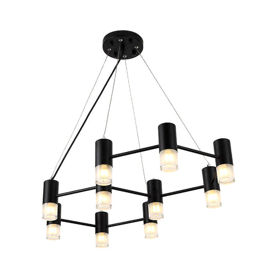 Clara - Honeycomb Modern Shaped Chandelier Metal Black Pendant Lighting For Hotel Living Room