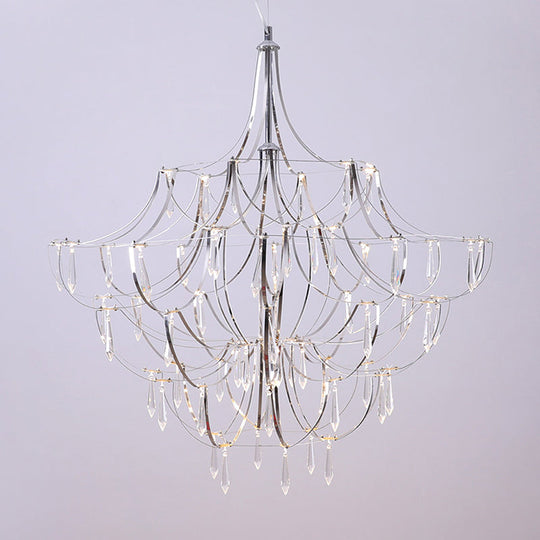Phact - Glamorous Creative Crystal Icicle Deco Chandelier Metal Chrome Finish Pendant Light For