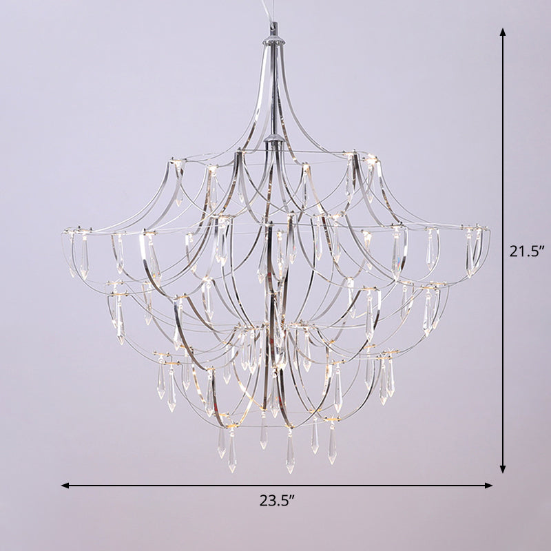 Phact - Glamorous Creative Crystal Icicle Deco Chandelier Metal Chrome Finish Pendant Light For