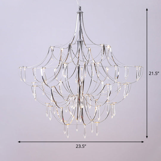 Phact - Glamorous Creative Crystal Icicle Deco Chandelier Metal Chrome Finish Pendant Light For