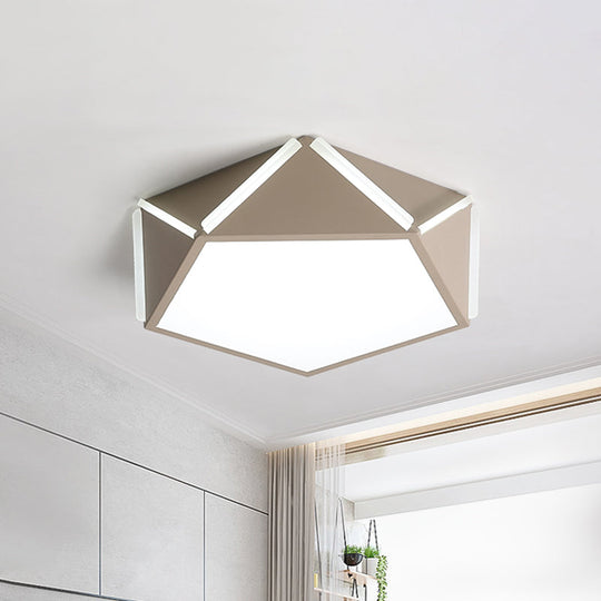 Pentagonal Flushmount Led Ceiling Lamp For Child’s Bedroom - Modern Acrylic Metal Design