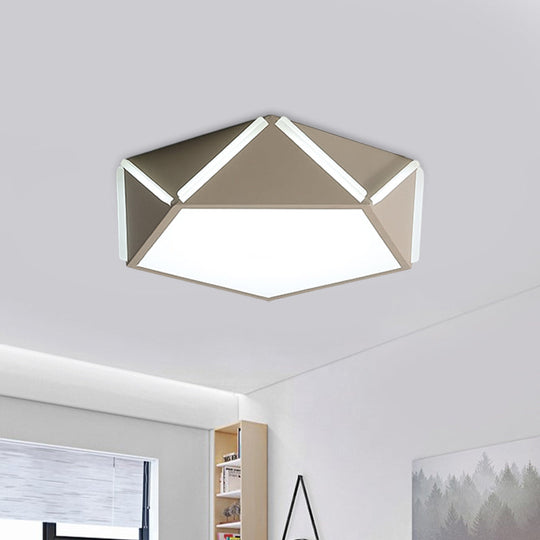 Pentagonal Flushmount Led Ceiling Lamp For Child’s Bedroom - Modern Acrylic Metal Design