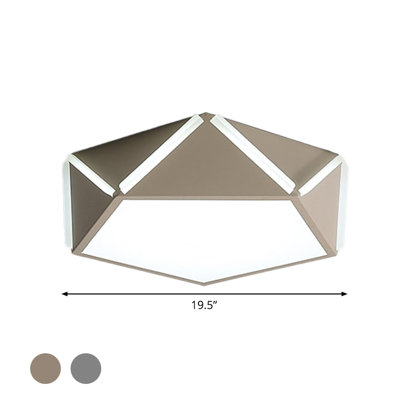 Pentagonal Flushmount Led Ceiling Lamp For Childs Bedroom - Modern Acrylic Metal Design