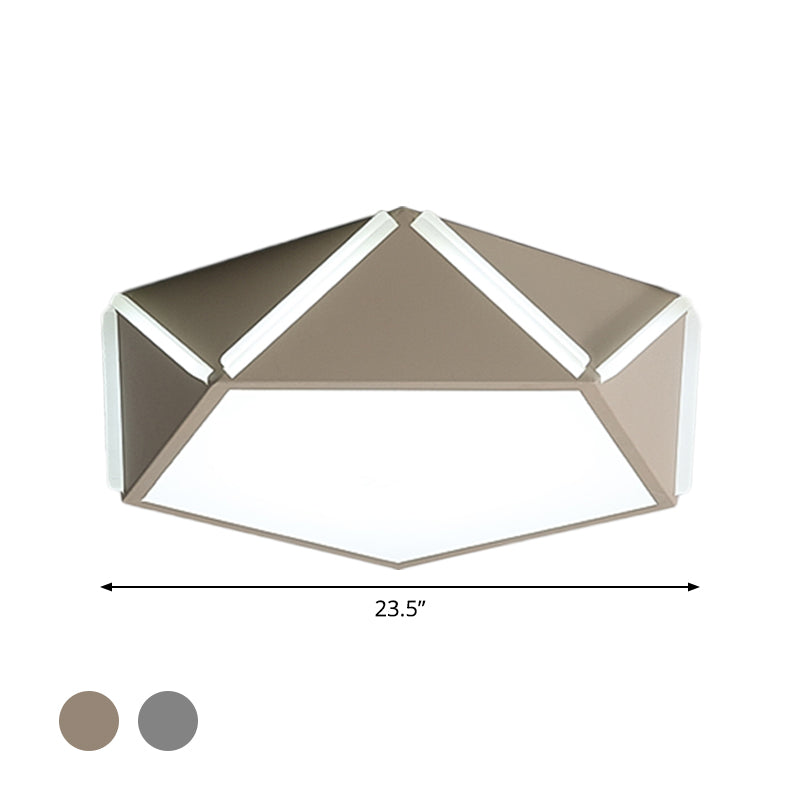Pentagonal Flushmount Led Ceiling Lamp For Child’s Bedroom - Modern Acrylic Metal Design