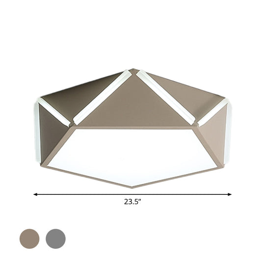 Pentagonal Flushmount Led Ceiling Lamp For Childs Bedroom - Modern Acrylic Metal Design