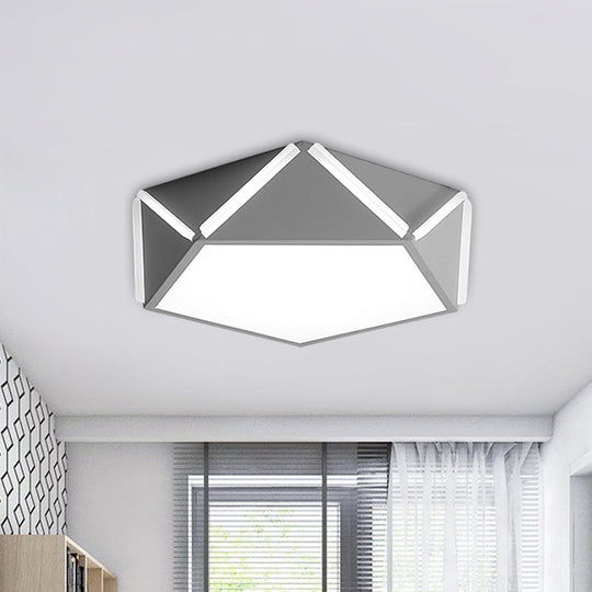 Pentagonal Flushmount Led Ceiling Lamp For Childs Bedroom - Modern Acrylic Metal Design