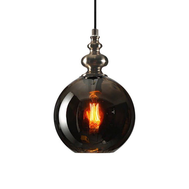 Industrial Grey/Clear/Amber Dimpled Glass Pendant Light With Single Bulb