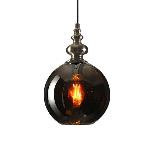 Industrial Grey/Clear/Amber Dimpled Glass Pendant Light With Single Bulb
