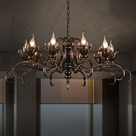 Rustic Antique Candle Chandelier: Stylish Twist Arm Pendant Light For Farmhouse