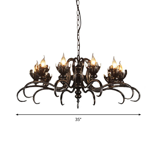 Rustic Antique Candle Chandelier – Stylish Twist Arm Pendant Light For Farmhouse Décor