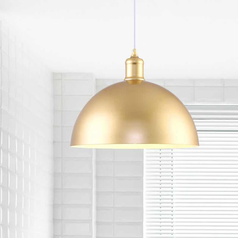 Vintage Industrial Metallic Golden Pendant Lamp 12/16 Inch Width Dome Shade 1 Bulb