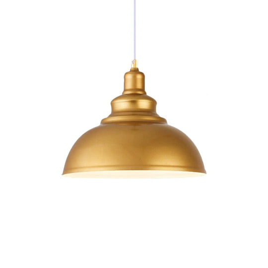 Mid-Century Gold Finish Metal Ceiling Pendant Light - 1 Head With Adjustable Cord 3 Sizes