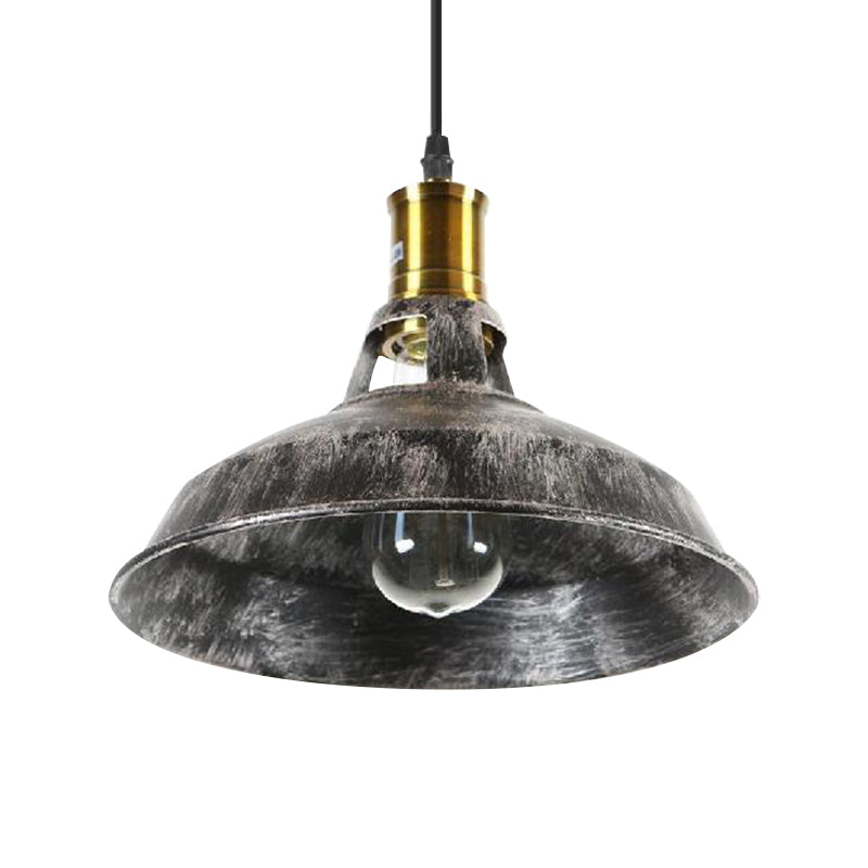 Rustic Barn Pendant Light - 1 Wrought Iron Ceiling Fixture | Aged Silver Dining Room Décor