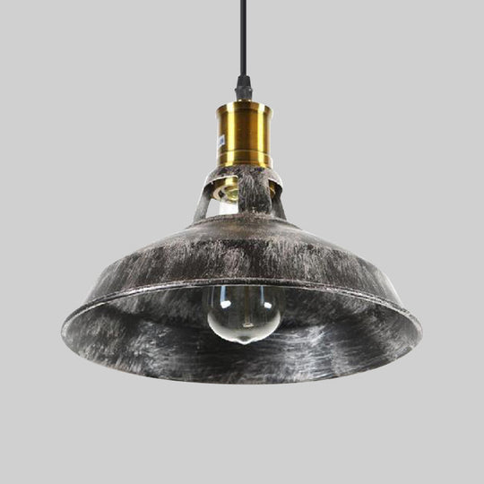 Rustic Barn Pendant Light - 1 Wrought Iron Ceiling Fixture | Aged Silver Dining Room Décor