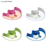 18’/21.5’ Star And Moon Macaron Led Flush Mount Lamp Metal Ceiling Light In