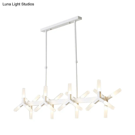 18/24-Light Linear Acrylic Shade Ceiling Pendant For Dining Room - Black/White/Gold Ideal Over