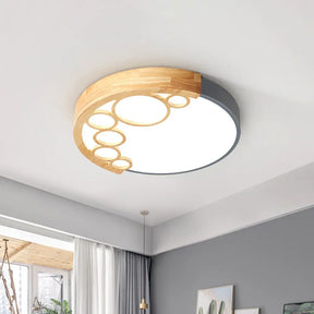 18.5’/23’ W Round Metal Flush Mount Ceiling Lamp Modernist Led Grey Warm/White Light Remote