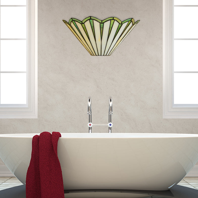 Green Glass Conical Sconce Light Simple Style Wall Lamp For Coffee Shops - 1