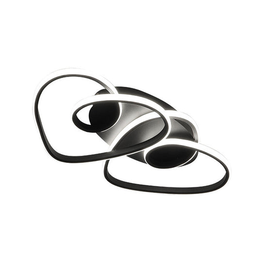 Romantic Loving Heart Flush Ceiling Light – Modern Metal Led Mount In Warm Or White