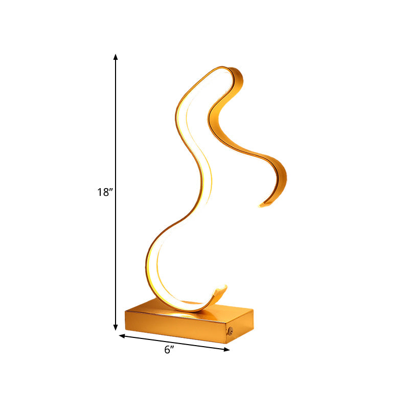 Contemporary Led Horsey Table Lamp In Black/Gold Metal With Stylish Rectangle Pedestal